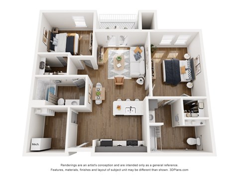 2F 2  Bed   2  Bath   987 Sq. Ft. Floor Plan at Prairie Encore, Dardenne Prairie, 63368